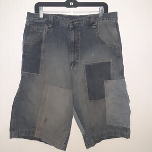 Vtg Phat Farm Shorts Mens 36 Denim Patch Pocket Baggy Y2K Hip Hop 90s Distressed